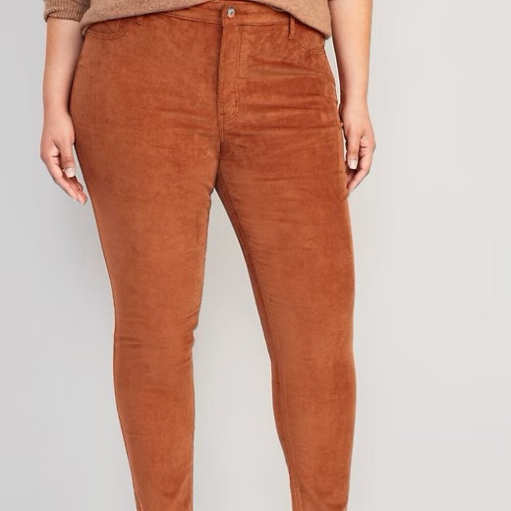 Old Navy High-Rise Rockstar Super Skinny Corduroy Jeans Rust Color Size 20 Reg
